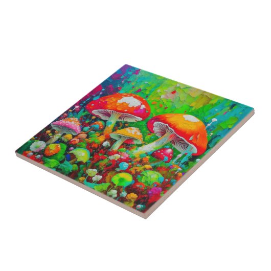 Carreau Aquarelle Champignons Abstraits (Côté)