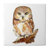 Carreau Aquarelle Chouette Cute Oiseau art (Devant)