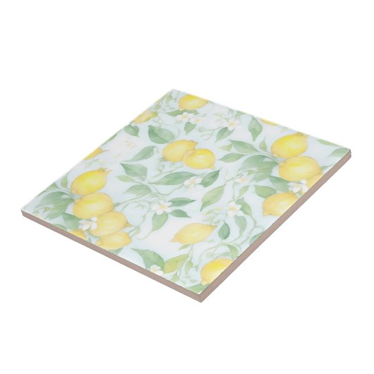 Carreau Aquarelle Citron doux Pastel Lemon (Côté)