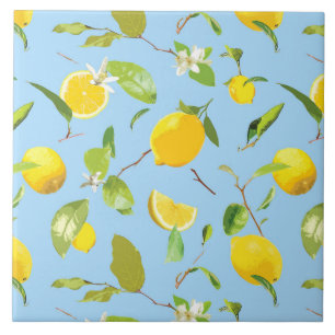 Carreau Aquarelle Citron & Feuilles 3
