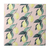 Carreau Aquarelle Citrons et Feuilles Motif jaune sans cou (Devant)