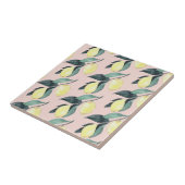 Carreau Aquarelle Citrons et Feuilles Motif jaune sans cou (Côté)