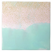 Carreau Aquarelle Conception de confettis abstrait et doré (Devant)