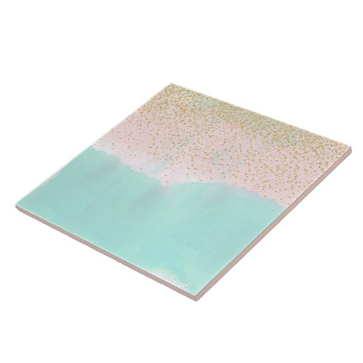 Carreau Aquarelle Conception de confettis abstrait et doré (Côté)