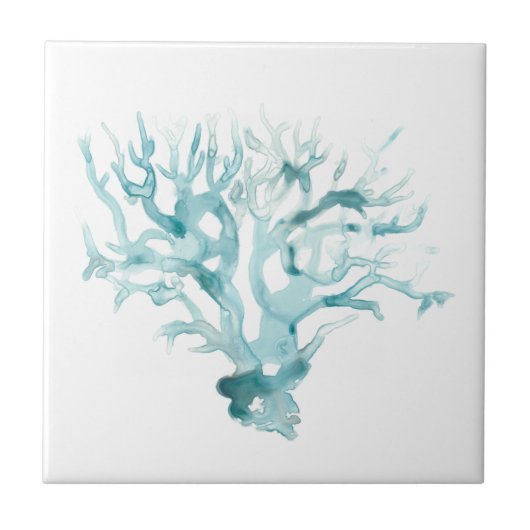 Carreau Aquarelle Corail - Bleu (Devant)