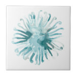 Carreau Aquarelle Corail - Bleu 2<br><div class="desc">"Ocean Cameo" par June Erica Vess. Caractéristiques bleu turquoise aquarelle corail sur arrière - plan blanc.</div>