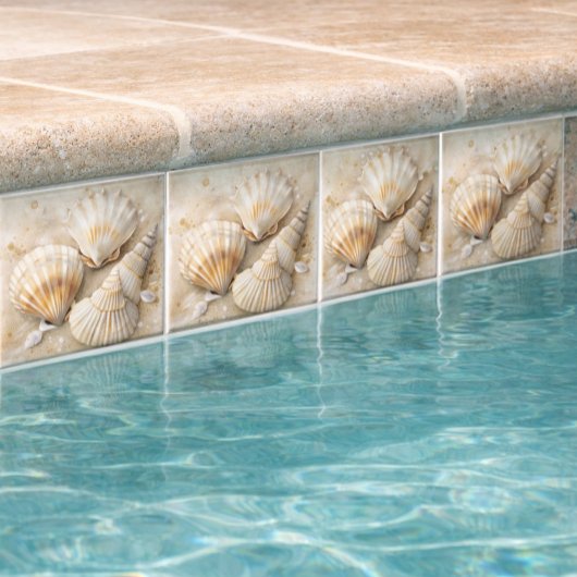 Carreau Aquarelle Côtière Coquillages