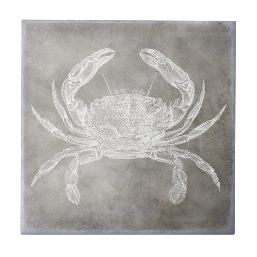 Carreau Aquarelle côtière Crabe Eau douce Neutre (Devant)