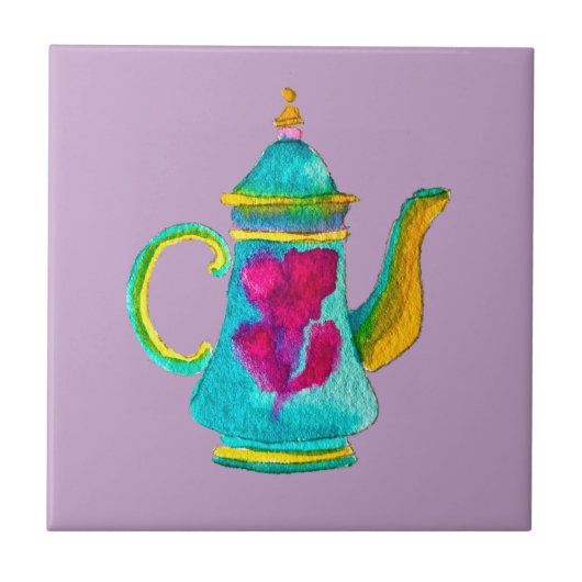 Carreau Aquarelle couleur turque teapot (Devant)
