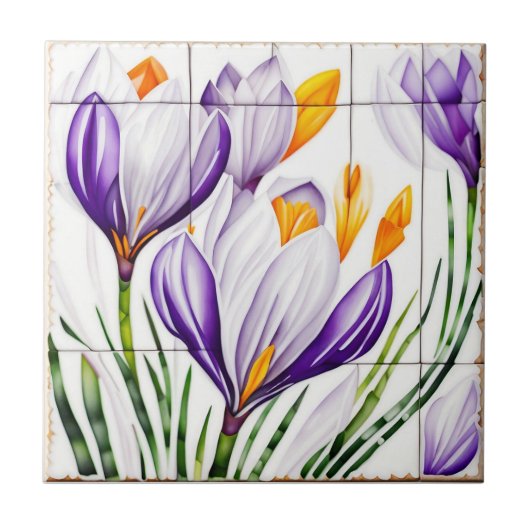 Carreau aquarelle Crocus Nouveau (Devant)