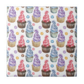 Carreau Aquarelle cupcakes colorés (Devant)