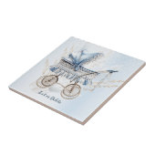Carreau Aquarelle Cute Classic Poussette Bleu Floral (Côté)