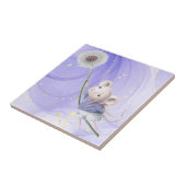 Carreau Aquarelle Cute Souris Flying Dandelion Art (Côté)