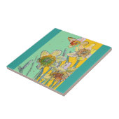 Carreau Aquarelle Daffodique Fleur Floral Aqua (Côté)