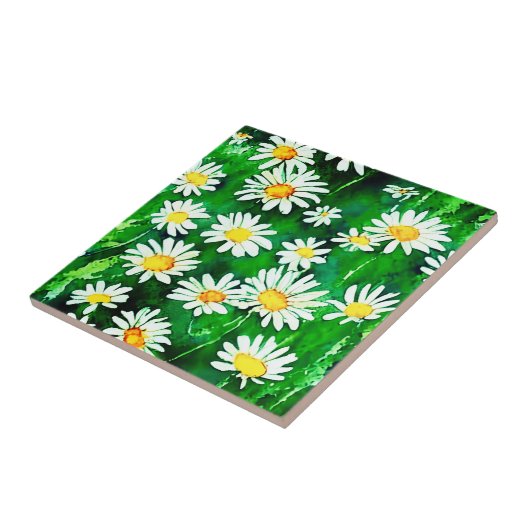 Carreau Aquarelle dans un champ vert (Côté)