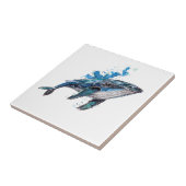 Carreau Aquarelle de baleine à bosse bleu (Côté)