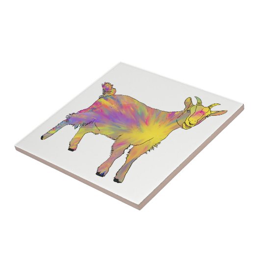 Carreau Aquarelle de chèvre colorée (Côté)