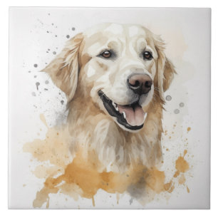 Carreau Aquarelle de chien du Labrador Golden Retriever