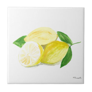 Carreau Aquarelle de citron jaune Citrus été