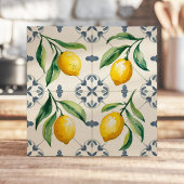 Carreau Aquarelle de citron sicilien méditerranéen