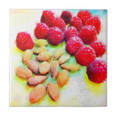 Carreau Aquarelle de framboises et d'amandes (Devant)