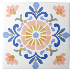 Carreau Aquarelle de jardin folklorique