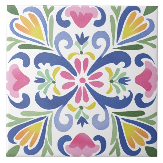 Carreau Aquarelle de jardin folklorique (Devant)