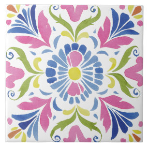 Carreau Aquarelle de jardin folklorique