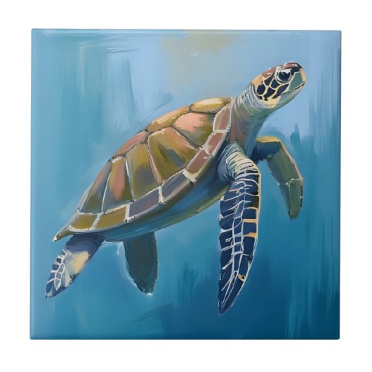 Carreau Aquarelle de la tortue marine (Devant)