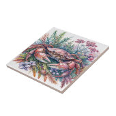 Carreau Aquarelle de la vie marine du crabe végétal (Côté)