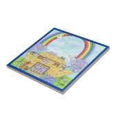 Carreau Aquarelle de l'arche de Noé Eléphant animal arc-en (Côté)