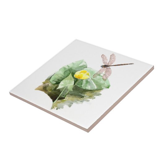 Carreau aquarelle de nénuphar (Côté)