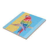 Carreau Aquarelle de perroquet rose Jaune Bébé Bleu Macaw (Côté)