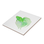 Carreau Aquarelle de poisson Betta verte (Côté)