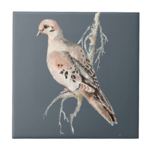 Carreau Aquarelle deuil Dove Oiseau Faune Nature art