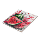 Carreau Aquarelle d'explosion de pastèque (Côté)