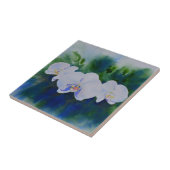 Carreau Aquarelle d'orchidée blanche, verdure (Côté)