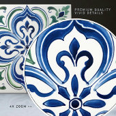 Carreau Aquarelle du jardin sicilien bleu vert