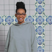 Carreau Aquarelle du jardin sicilien bleu vert