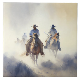Carreau Aquarelle Dusty Western "Posse - The Chase"