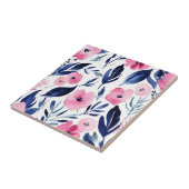 Carreau Aquarelle dynamique rose et marine (Côté)