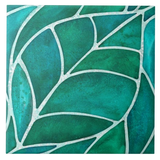 Carreau Aquarelle Emerald Leaf (Devant)
