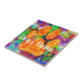 Carreau Aquarelle Empreinte de patte de chien avec nom per (Côté)