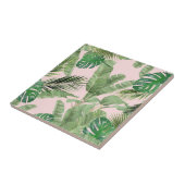 Carreau Aquarelle Feuille tropical Motif sur rose (Côté)