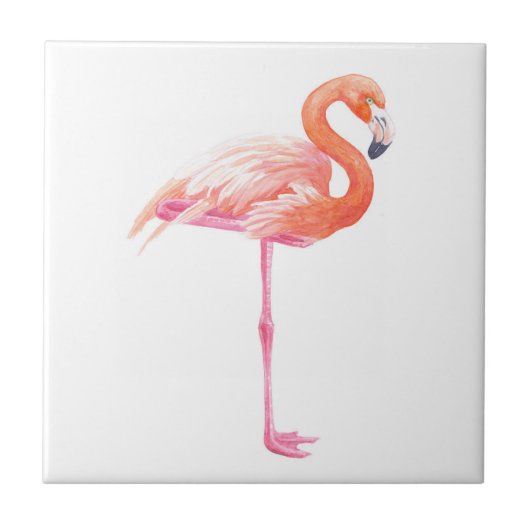 Carreau aquarelle Flamant rose (Devant)
