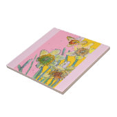 Carreau Aquarelle Fleur de Narcisse Floral Rose Jaune (Côté)