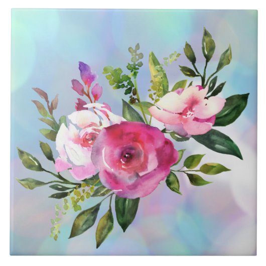 Carreau Aquarelle Fleurs Carrelage en céramique (Devant)