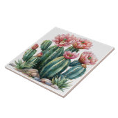 Carreau Aquarelle fleurs du désert cactus. (Côté)