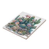 Carreau Aquarelle fleurs du désert cactus. (Côté)