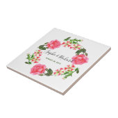 Carreau Aquarelle Fleurs roses Circle Conception de courro (Côté)